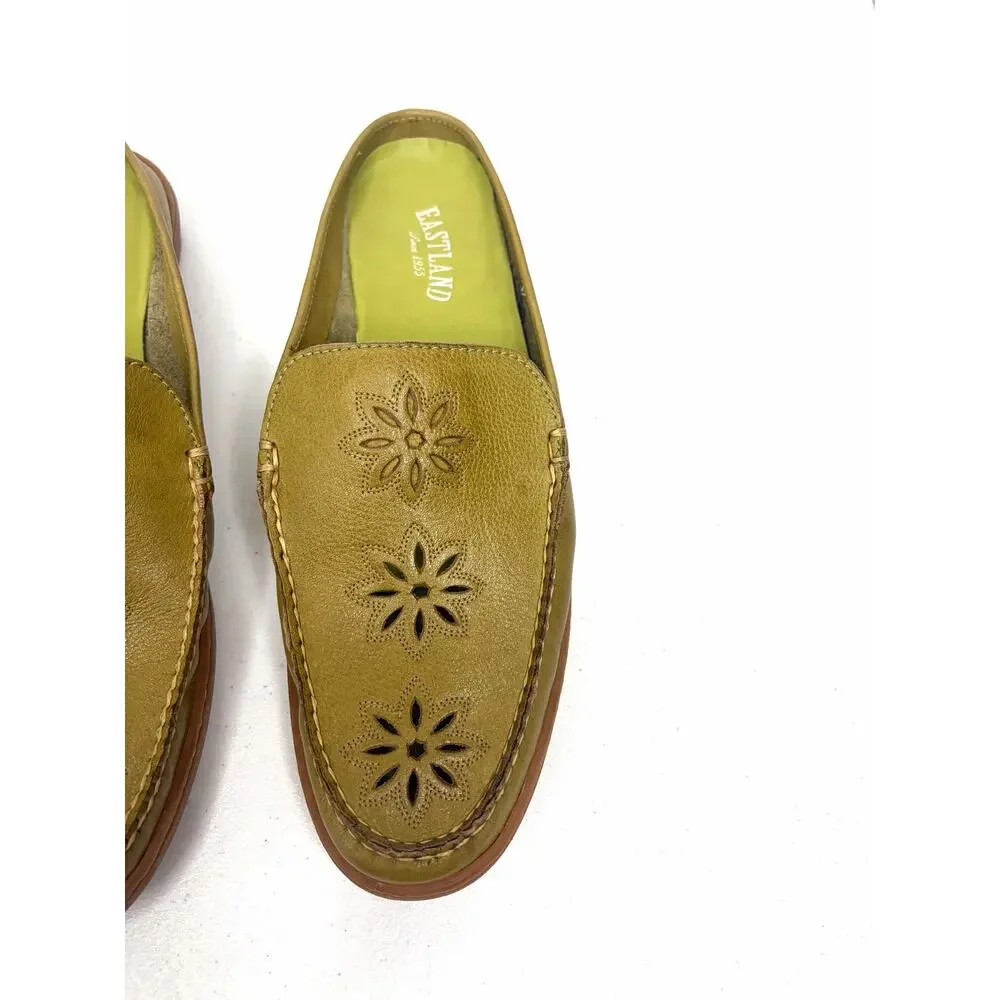 Eastland Fresno Leather Mules Slide-On Women's US 9M Chartreuse Comfort Artsy